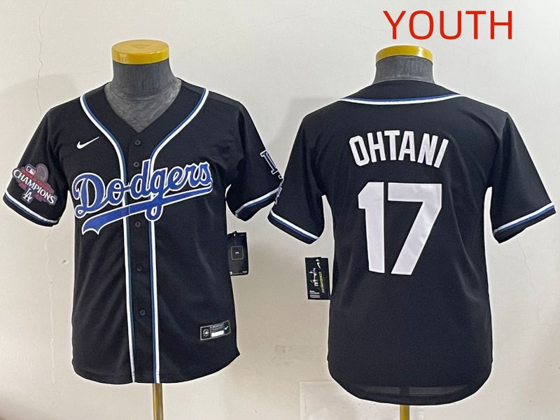 Youth 2025 Los Angeles Dodgers #17 Ohtani Black Three generations Fashion Nike MLB Jersey style 6->youth mlb jersey->Youth Jersey